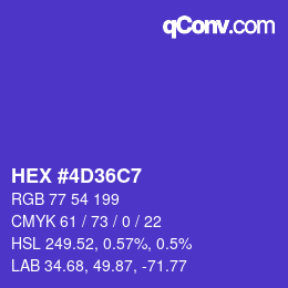 カラーコード: HEX #4D36C7 | qconv.com