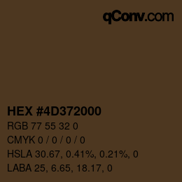 Farbcode: HEX #4D372000 | qconv.com