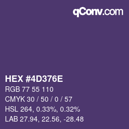 Color code: HEX #4D376E | qconv.com