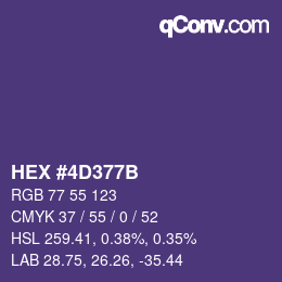 Color code: HEX #4D377B | qconv.com