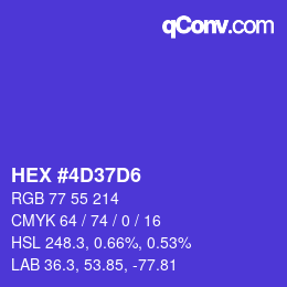 カラーコード: HEX #4D37D6 | qconv.com