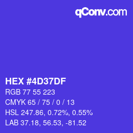 カラーコード: HEX #4D37DF | qconv.com