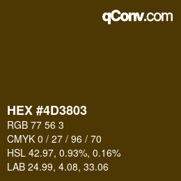 Código de color: HEX #4D3803 | qconv.com
