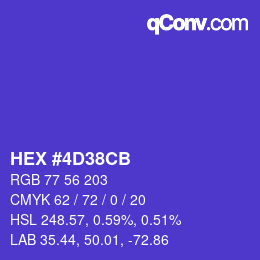 颜色代码: HEX #4D38CB | qconv.com