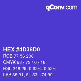 颜色代码: HEX #4D38D0 | qconv.com