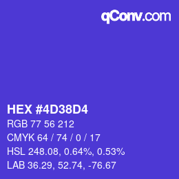 Color code: HEX #4D38D4 | qconv.com