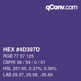 Color code: HEX #4D397D | qconv.com