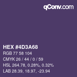 Color code: HEX #4D3A68 | qconv.com