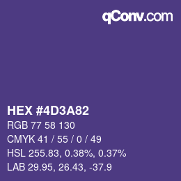 Color code: HEX #4D3A82 | qconv.com