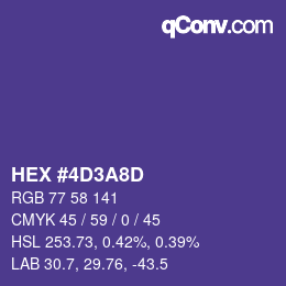 カラーコード: HEX #4D3A8D | qconv.com