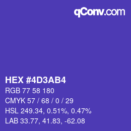 Color code: HEX #4D3AB4 | qconv.com