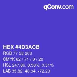 Color code: HEX #4D3ACB | qconv.com