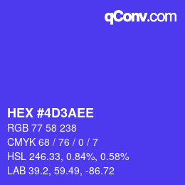 カラーコード: HEX #4D3AEE | qconv.com