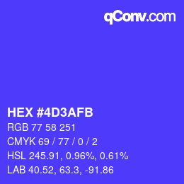 Color code: HEX #4D3AFB | qconv.com