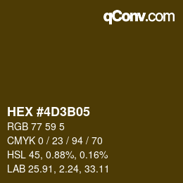 颜色代码: HEX #4D3B05 | qconv.com