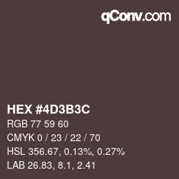 Color code: HEX #4D3B3C | qconv.com