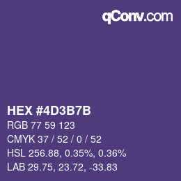 Color code: HEX #4D3B7B | qconv.com