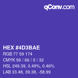 Color code: HEX #4D3BAE | qconv.com