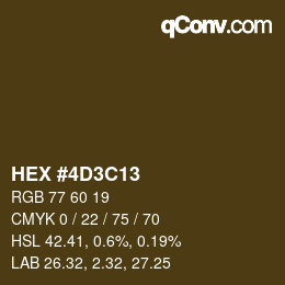 Color code: HEX #4D3C13 | qconv.com