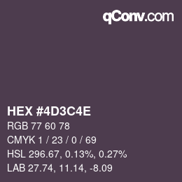 Color code: HEX #4D3C4E | qconv.com