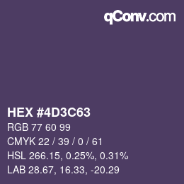 Color code: HEX #4D3C63 | qconv.com