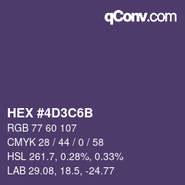 Farbcode: HEX #4D3C6B | qconv.com