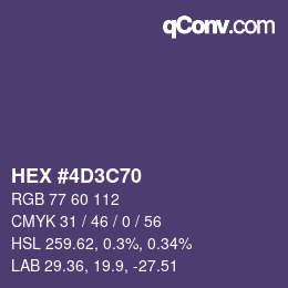 Color code: HEX #4D3C70 | qconv.com