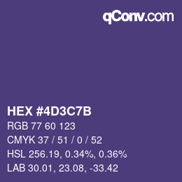 Code couleur: HEX #4D3C7B | qconv.com