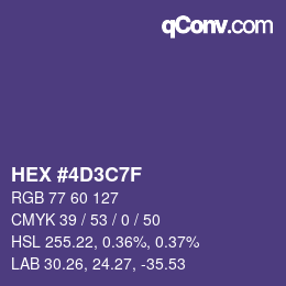 カラーコード: HEX #4D3C7F | qconv.com