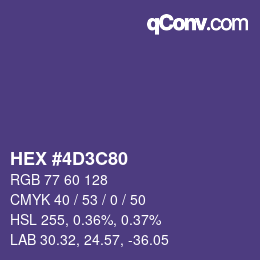 Color code: HEX #4D3C80 | qconv.com