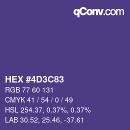 Color code: HEX #4D3C83 | qconv.com