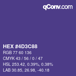 Color code: HEX #4D3C88 | qconv.com