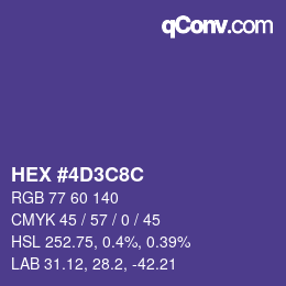 カラーコード: HEX #4D3C8C | qconv.com