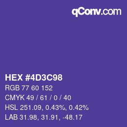 Color code: HEX #4D3C98 | qconv.com