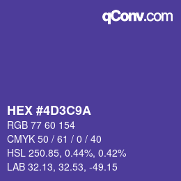 Code couleur: HEX #4D3C9A | qconv.com