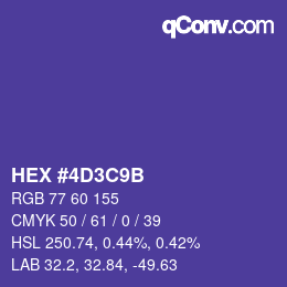 カラーコード: HEX #4D3C9B | qconv.com