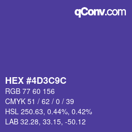 カラーコード: HEX #4D3C9C | qconv.com