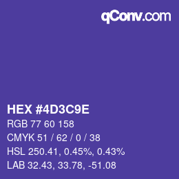カラーコード: HEX #4D3C9E | qconv.com