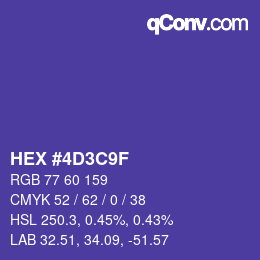 Color code: HEX #4D3C9F | qconv.com