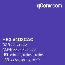 Color code: HEX #4D3CAC | qconv.com