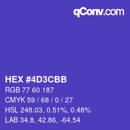 Color code: HEX #4D3CBB | qconv.com