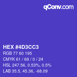 颜色代码: HEX #4D3CC3 | qconv.com