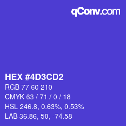 Color code: HEX #4D3CD2 | qconv.com