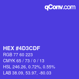 カラーコード: HEX #4D3CDF | qconv.com