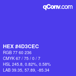 Color code: HEX #4D3CEC | qconv.com