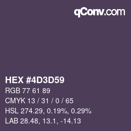 Color code: HEX #4D3D59 | qconv.com