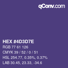Color code: HEX #4D3D7E | qconv.com