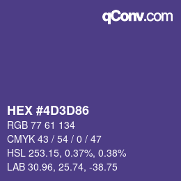 Color code: HEX #4D3D86 | qconv.com