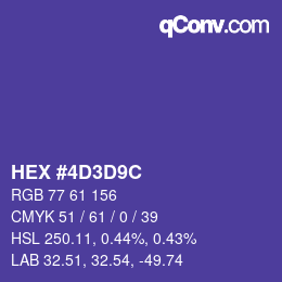 Color code: HEX #4D3D9C | qconv.com