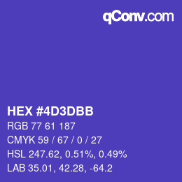 カラーコード: HEX #4D3DBB | qconv.com